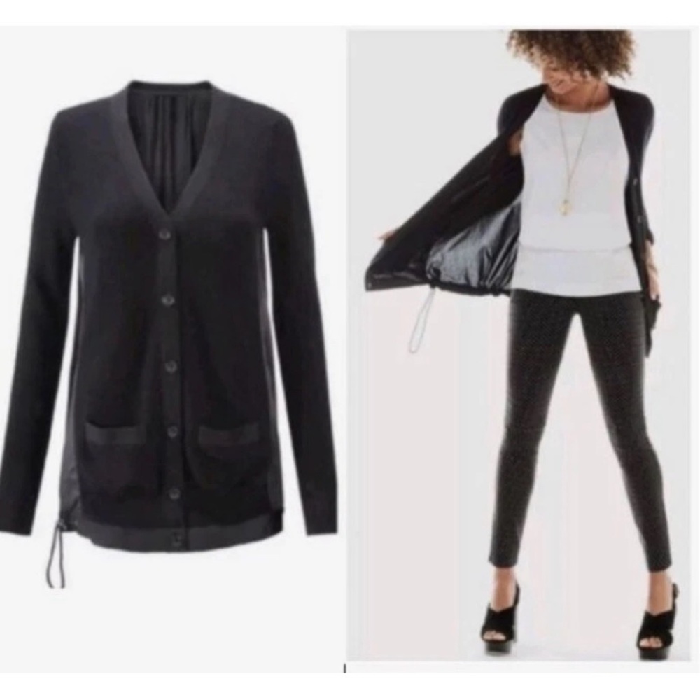 Cabi Black Knit Windbreaker Sweater Cardigan Sz L